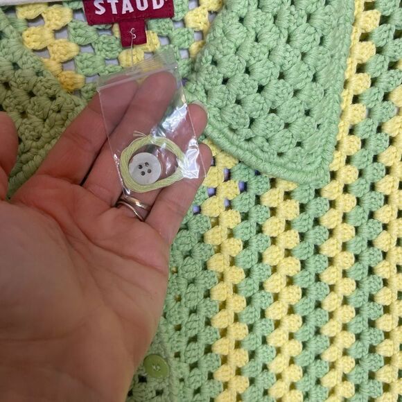 $325 STAUD Mabel Crochet Collared Shirt NWT  Small - Picture 8 of 11